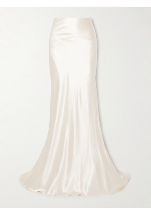 Danielle Frankel - Dree Wool And Silk-blend Charmeuse Maxi Skirt - Off-white - US2,US4,US6