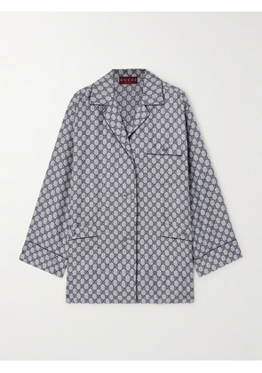 Gucci - Gg Supreme Printed Silk-twill Pajama Shirt - Blue - IT34,IT36,IT38,IT40,IT42,IT44,IT46,IT48,IT50,IT52