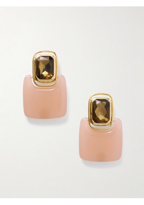 SAINT LAURENT - Gold-tone, Crystal And Resin Clip Earrings - Pink - One size