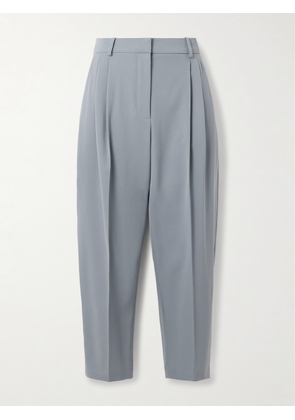 Stella McCartney - Cropped Pleated Wool-blend Tapered Pants - Blue - IT34,IT36,IT38,IT40,IT42,IT44,IT46,IT48