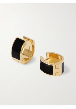 TOTEME - Gold-tone And Enamel Hoop Earrings - Black - One size