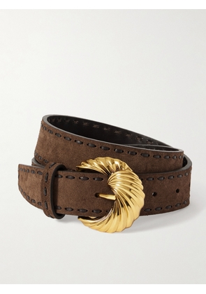Etro - Leather-trimmed Suede Belt - Brown - 65,70,75,80,85,90,95