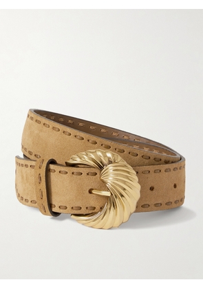 Etro - Leather-trimmed Suede Belt - Neutrals - 65,70,75,80,85,90,95