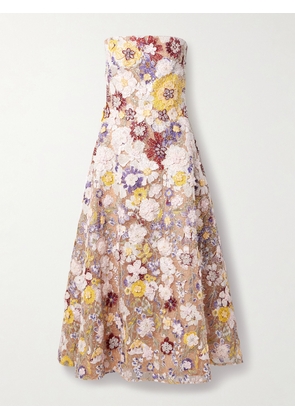Costarellos - Jassa Strapless Embellished Appliquéd Tulle Midi Dress - Multi - FR 34,FR 36,FR 38,FR 40,FR 42,FR 44