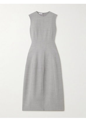 Brunello Cucinelli - Paneled Wool Midi Dress - Gray - xx small,x small,small,medium,large,x large