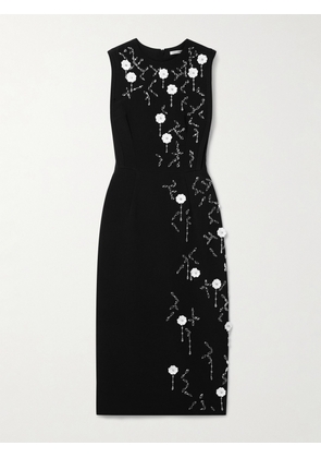 Emilia Wickstead - Cappia Embellished Crepe Midi Dress - Black - UK 6,UK 8,UK 10,UK 12