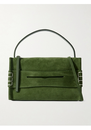 JW Anderson - Loafer Embroidered Suede Shoulder Bag - Green - One size