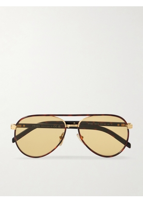 Prada Eyewear - Aviator-style Gold-tone And Tortoiseshell Acetate Sunglasses - One size