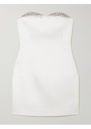 The New Arrivals Ilkyaz Ozel - Noele Strapless Crystal-embellished Satin Mini Dress - White - FR 34,FR 36,FR 38,FR 40,FR 42,FR 44