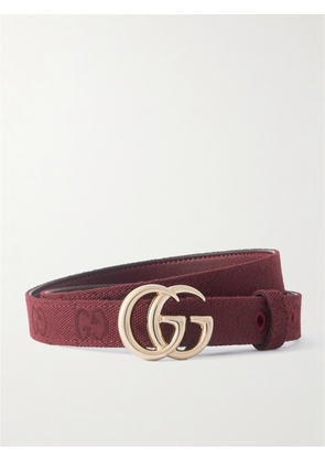 Gucci - Gg Marmont Canvas-jacquard Belt - Burgundy - 65,70,75,80,85,90,95,100,105