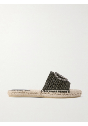 Gucci - Cora Crystal-embellished Raffia Espadrille Slides - Green - IT36,IT36.5,IT37,IT37.5,IT38,IT38.5,IT39,IT39.5,IT40,IT41,IT41.5,IT42