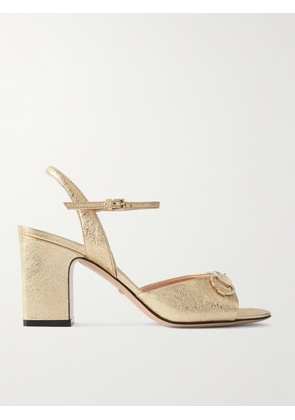 Gucci - Lady Horsebit Metallic Textured-leather Sandals - Gold - IT36,IT36.5,IT37,IT37.5,IT38,IT38.5,IT39,IT39.5,IT40,IT40.5,IT41,IT41.5,IT42