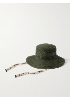 LOEWE - + Paula's Ibiza Appliquéd Crocheted Cotton-blend Bucket Hat - Green - One size