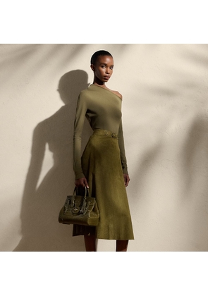 Kensley Perforated Lamb-Suede Skirt