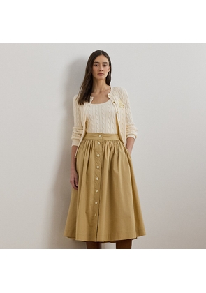 Button-Front Cotton-Blend Skirt