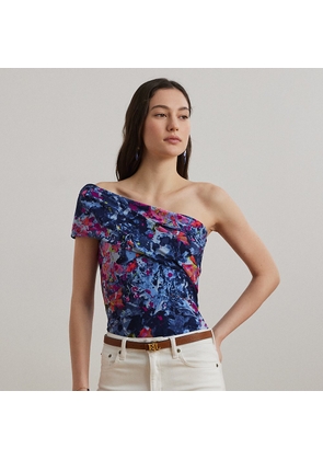 Print Stretch Jersey One-Shoulder Top