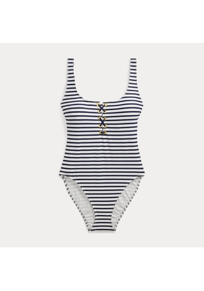 Striped Lace-Up One-Piece