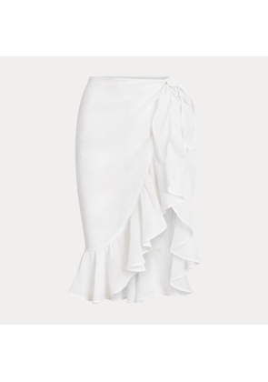 Ruffle-Trim Cotton-Linen Skirt Cover-Up