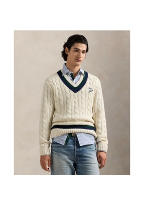 Embroidered Cotton-Blend Cricket Jumper