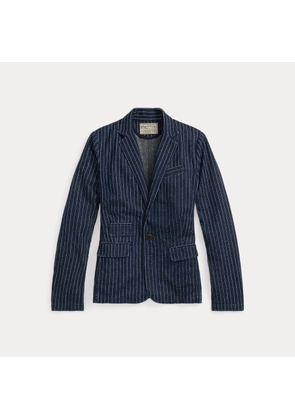 Indigo Dot-Stripe Denim Blazer