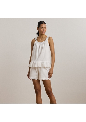 Ruffle-Trim Eyelet Knit Boxer Pyjama Set