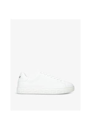 Mens Versace Greca-Pattern Brand-Tab Leather Low-Top Trainers
