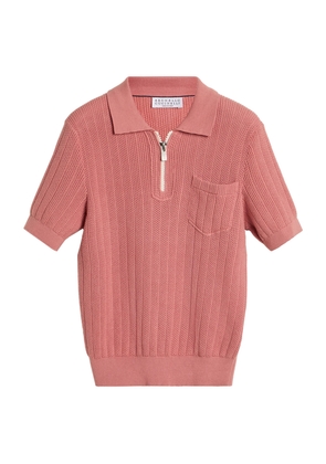 Brunello Cucinelli Cotton Knitted Polo Shirt