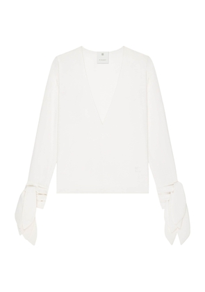 Givenchy Silk Bow-Cuff Blouse