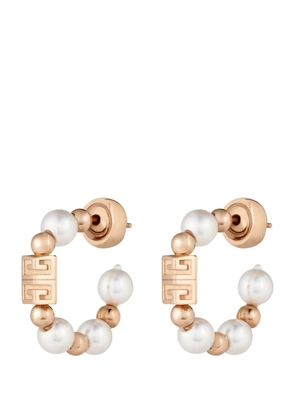 Givenchy 4G Logo Pearl Hoop Earrings