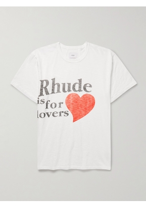 Rhude - Lovers Club Logo-Print Slub Cotton-Jersey T-Shirt - Men - White - XS
