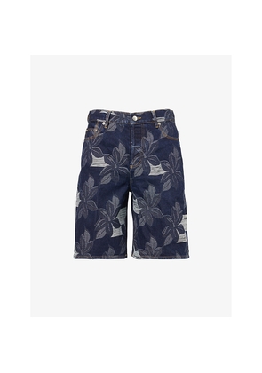 Mens Gucci Floral-Jacquard Regular-Fit Denim Shorts