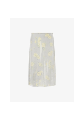 Womens Acne Studios Flower-Print Layered Woven Midi Skirt