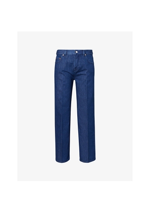 Womens Gucci Straight-Fit Mid-Wash Denim Jeans