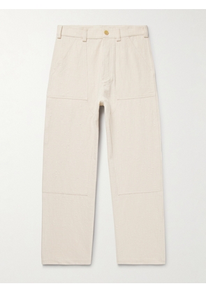 MILES LEON - Garden Straight-Leg Slub Cotton-Canvas Trousers - Men - Neutrals - UK/US 30