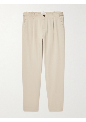 Mr P. - Daniel Tapered Pleated Stretch Organic Cotton-Twill Trousers - Men - Gray - 28