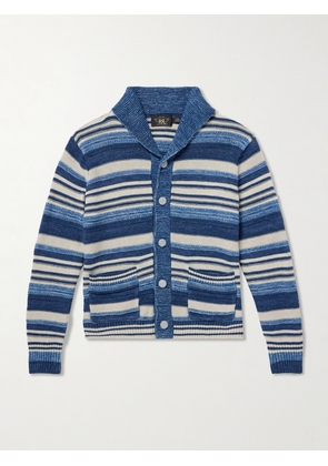 RRL - Shawl-Collar Striped Cotton and Linen-Blend Cardigan - Men - Blue - M