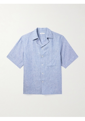 Loro Piana - Federico Camp-Collar Linen Shirt - Men - Blue - S