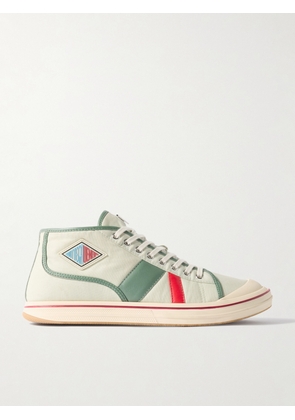 Bottega Veneta - Logo-Appliquéd Leather-Trimmed Canvas Sneakers - Men - Green - EU 42