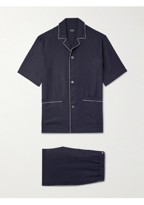 Zegna - Camp-Collar Oasi Linen Pyjama Set - Men - Blue - M
