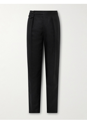 J. Mueser - Waverly Slim-Fit Straight-Leg Pleated Linen Suit Trousers - Men - Black - IT 46