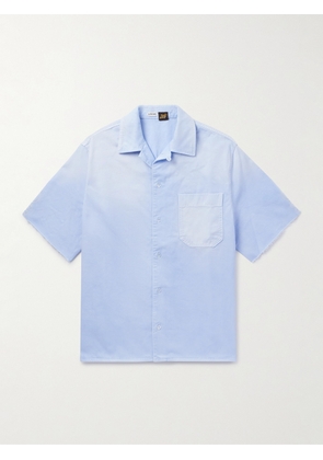 LOEWE - Paula's Ibiza Convertible-Collar Logo-Appliquéd Frayed Cotton-Twill Shirt - Men - Blue - EU 37