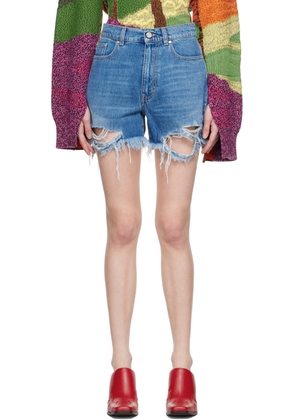 Stella McCartney Blue Distressed Denim Shorts