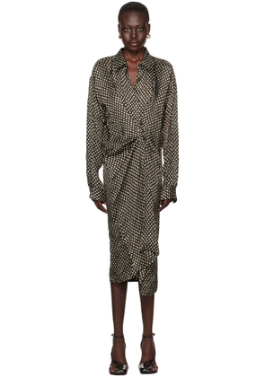 Dries Van Noten Brown Polka Dot Midi Dress