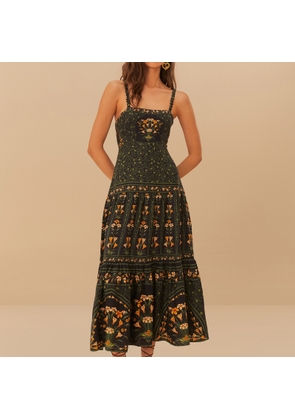 Farm Rio Flowers Arch Linen-Blend Maxi Dress - XL