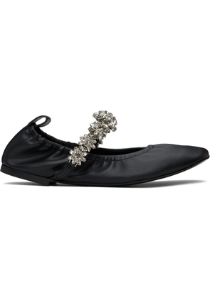 Stella McCartney Black Elsa Crystal Flowers Ballerina Flats