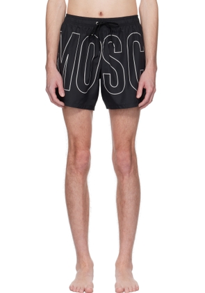 Moschino Black Rubber Logo Swim Shorts