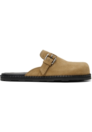 Moschino Beige Suede Mule Loafers