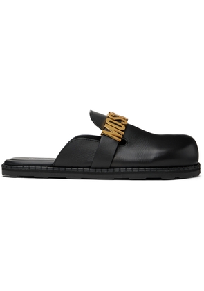 Moschino Black Leather Mule Loafers