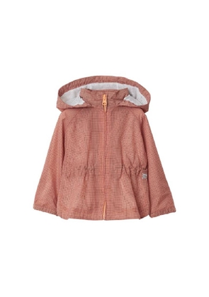 Burberry Kids Hooded Coat With Check Pattern