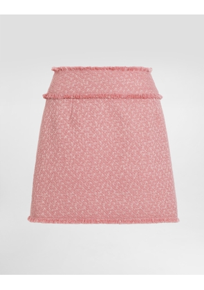 Dolce & Gabbana Wool Raschel Tweed Miniskirt - Woman Skirts Pink 54
